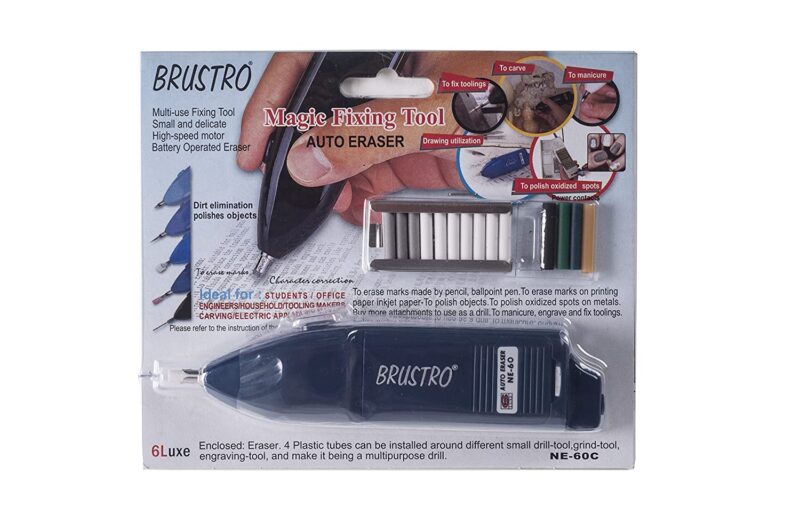 BRUSTRO Battery Operated Automatic Eraser with Artists FINEART Graphite Pencil Set of 12 (10B-2H) - Image 2