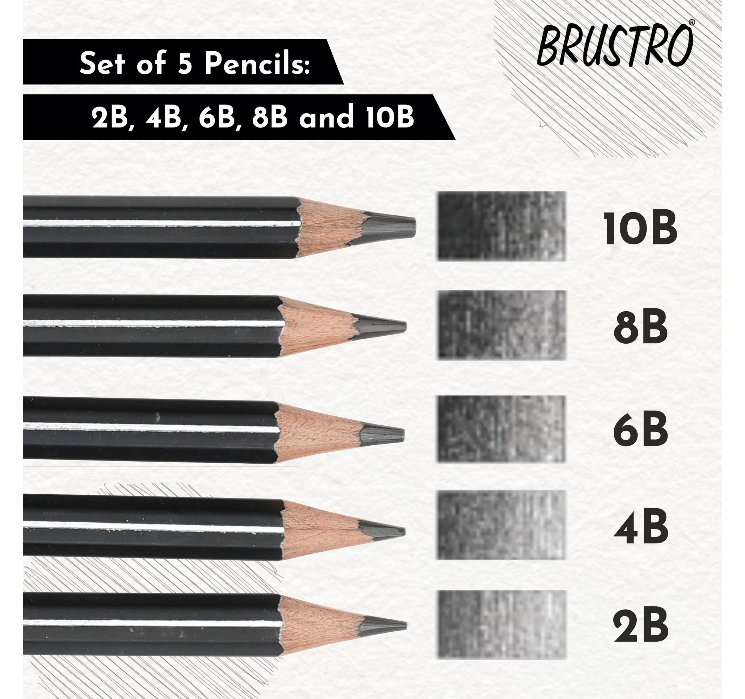 BRUSTRO Artists ’ FINEART Graphite Pencil Set of 12 (10B-2H), with Wiro Bound A5 Size Artists Sketch Book, 120 Pages, 160 GSM