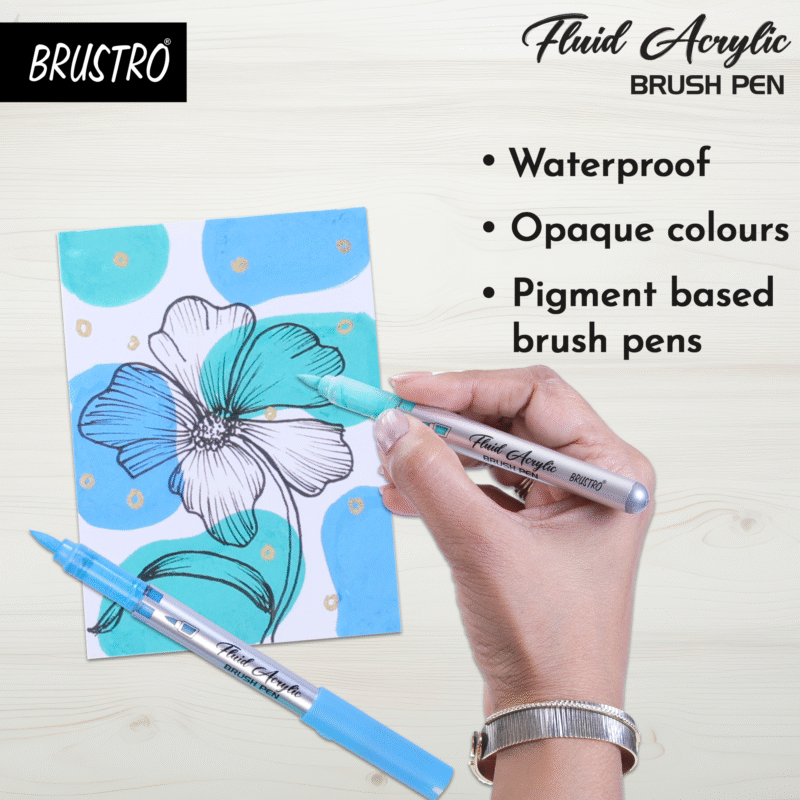 BRUSTRO Fluid Acrylic Brush Pen | Set of 14 | Waterproof, Fast Drying, Opaque Colors, Highly Pigmented | Ideal for Colouring, Drawing, Doodling, Marker, Professional Art & Craft - Image 5