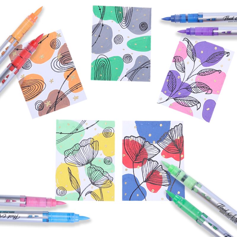 BRUSTRO Fluid Acrylic Brush Pen | Set of 14 | Waterproof, Fast Drying, Opaque Colors, Highly Pigmented | Ideal for Colouring, Drawing, Doodling, Marker, Professional Art & Craft - Image 6
