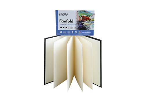 Brustro Artists Fanfold Watercolour Book 100% Cotton Mouldmade 300 GSM Cold Pressed 10.5x15cm.(9 Folds/18 Sides) - Image 5