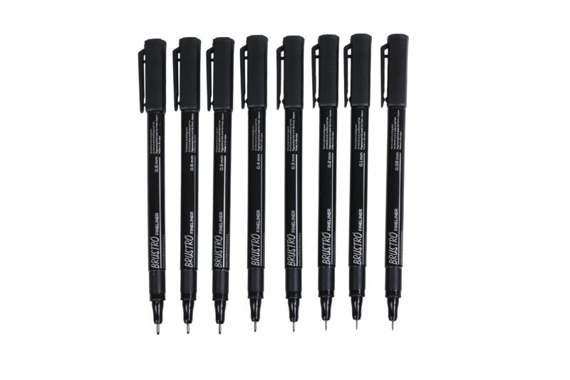 Brustro Professional Pigment Based Fineliner - Set of 8 (Black) - Image 5