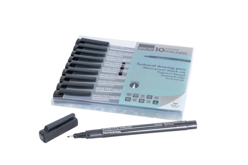 Brustro Professional Pigment Based Fineliner - Set of 10 (Black) - Image 2