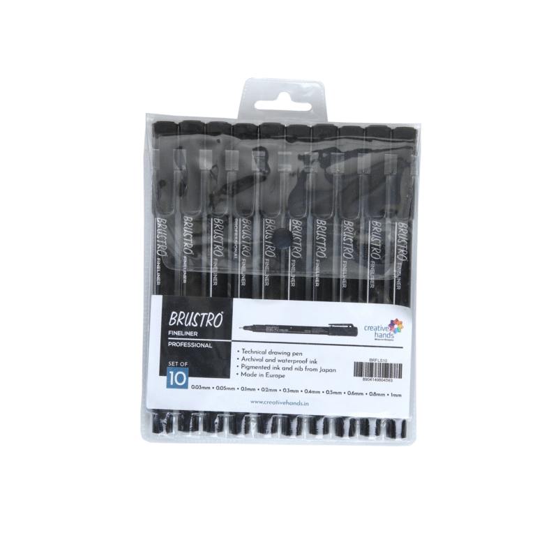 Brustro Professional Pigment Based Fineliner – Set of 10 with Artists Sketch Book, A5,160 GSM - Image 2