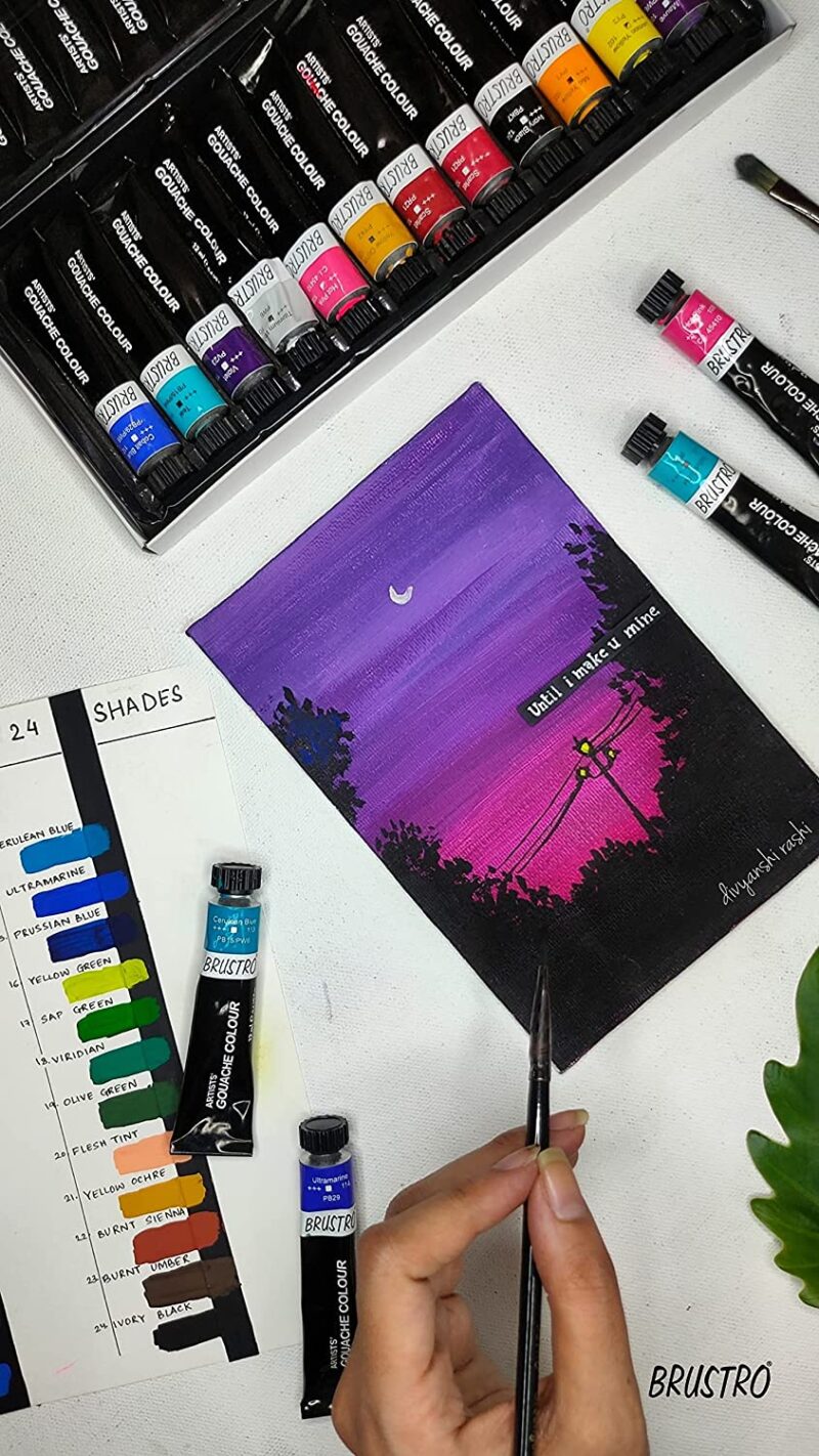 BRUSTRO Artists Gouache Colour | Set of 12 Colours X 12ml Tubes | Highly pigmented, Opaque Colors, Intermixable, Canvas Paint, Perfect For Students, Adults, Beginners, Professionals and Artists - Image 2