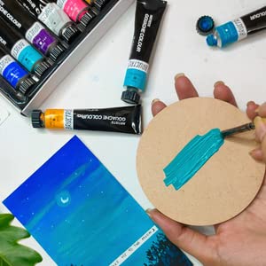 Brustro Artists Gouache Colour Set of 24 (12ML Tubes Each) + Synthetic Brush Set of 15 - Image 5
