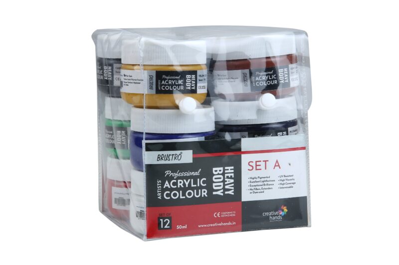 Brustro Professional Artists' HEAVYBODY Acrylic Paint Packs - 50ML Pack of 12 A - Image 2