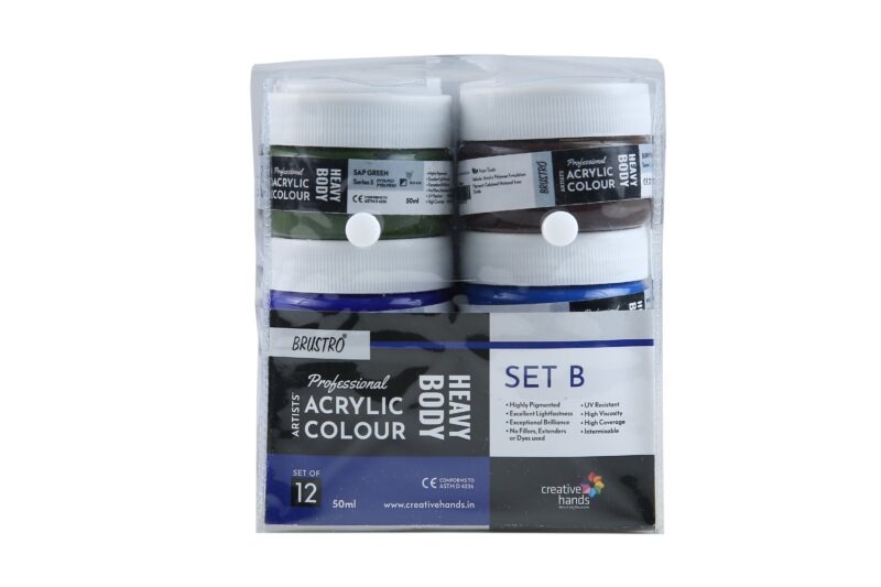 Brustro Professional Artists' HEAVYBODY Acrylic Paint Packs - 50ML Pack of 12 B - Image 2