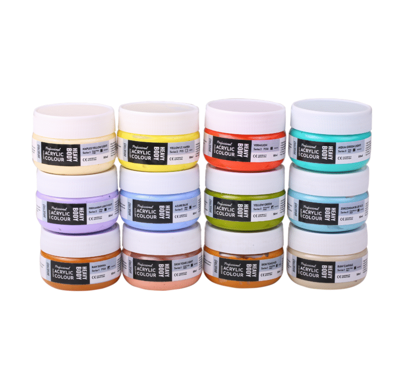 Brustro Professional Artists' HEAVYBODY Acrylic Paint Packs - 50ML Pack of 12 - Pastels - Image 2