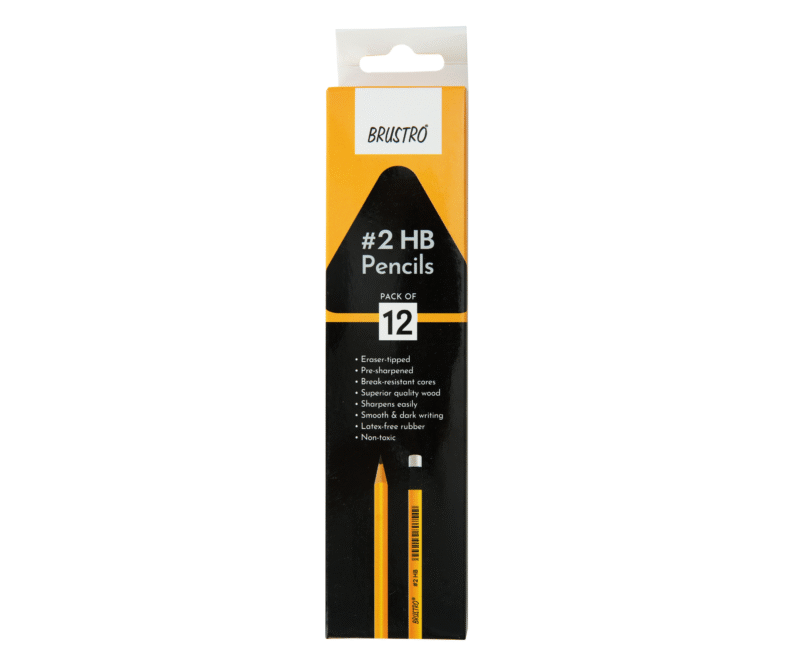 BRUSTRO 2HB Pencils | Pack of 12 | Strong Grip, Extra Dark with Eraser Tip, Pre-Sharpened, Smooth Handwriting, Drawing, Sketching, Mandala, Graphite, Ideal for Students and Adults, School, Office use - Image 3