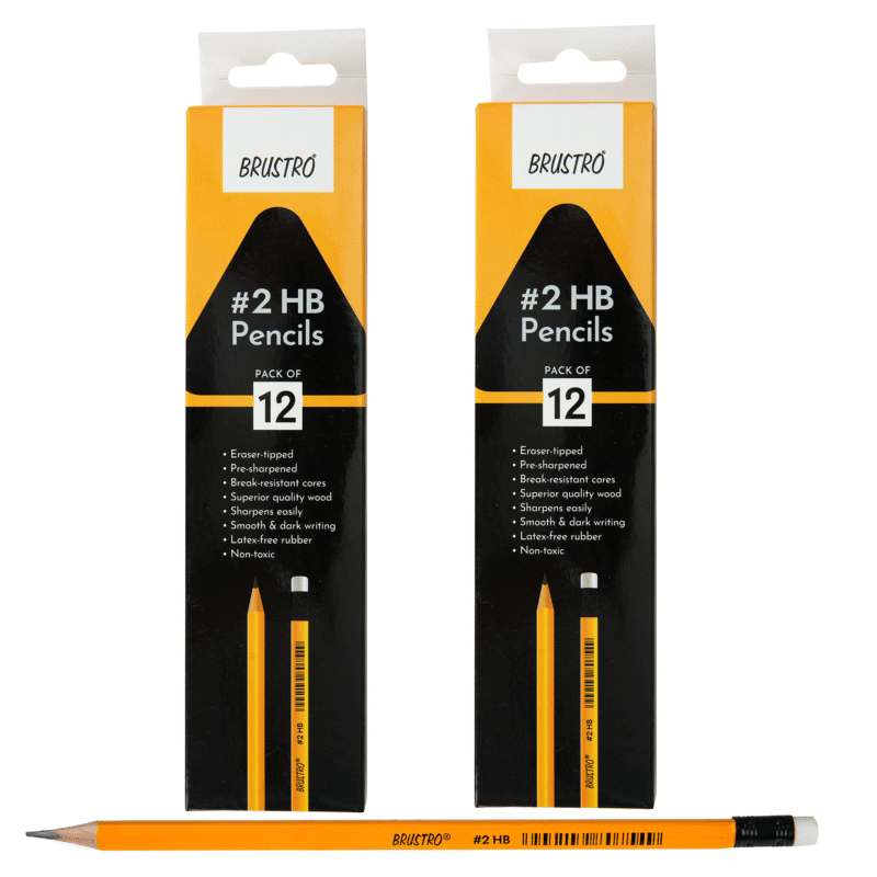BRUSTRO 2 HB Extra Dark Pencil with Eraser Tip 12 Pencils X 2 Pack (Total 24 Pencils) ECO PVC Dust-Free Eraser (Pack of 2) - Image 3