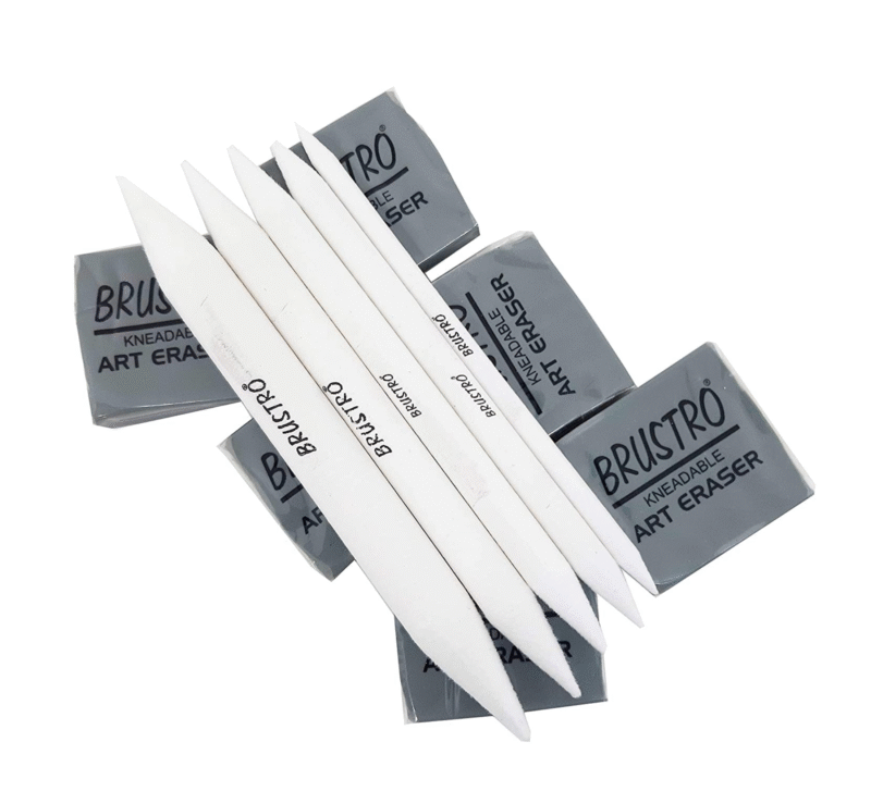 BRUSTRO kneadable Art Eraser Pack of 6 with Blending Stump Set - Image 5