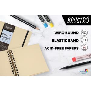 Brustro Toned Paper - Kraft Sketchbook, Wiro Bound, Size A4, 100GSM. (100 Sheets) 200 Pages - Image 3