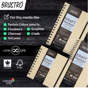 Brustro Toned Paper - Kraft Sketchbook, Wiro Bound, Size A4, 100GSM. (100 Sheets) 200 Pages - Image 4