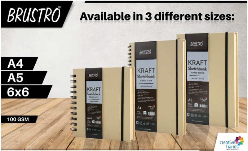 Brustro Toned Paper - Kraft Sketchbook, Wiro Bound, Size A5, 100GSM (100 Sheets) 200 Pages - Image 5