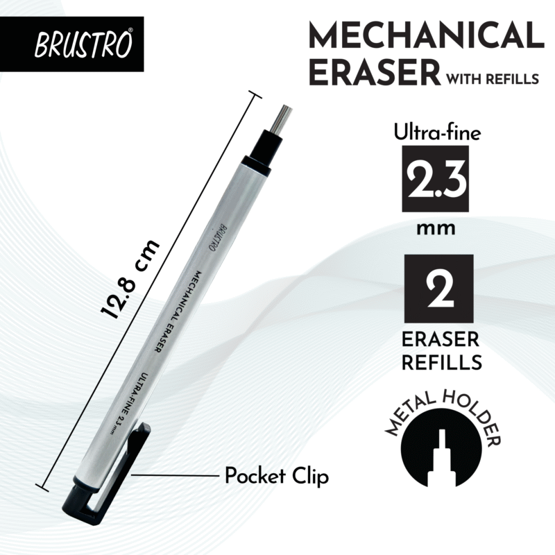 BRUSTRO Mechanical Precision Retractable Eraser | 2.3mm - Ultra-Fine Tip | Refillable, Perfect for Artists, Architects, Students, Professionals, Clean and Accurate Erasing. - Image 5