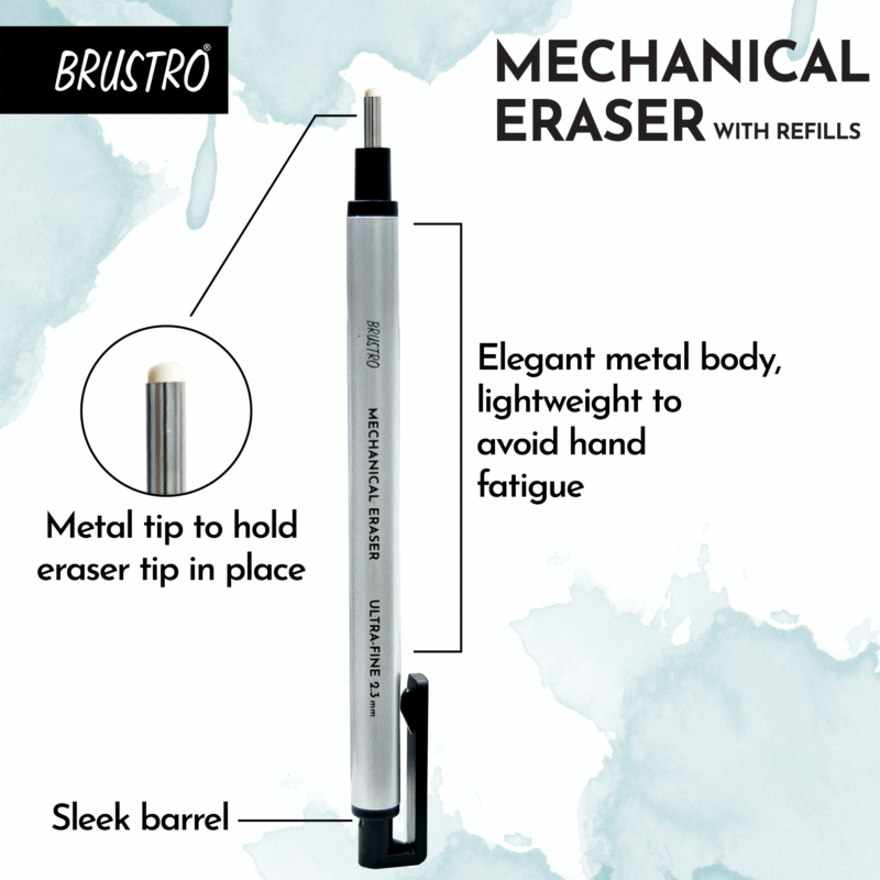 BRUSTRO Fine Art Graphite Pencil - Set of 12 (10B - 2H) with Mechanical Precision Retractable Eraser(2.3mm) | Ideal for Drawing,Sketching,Mandala,Shading,Artwork, Beginners, Artist's and Professionals - Image 6