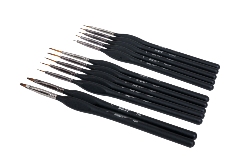 BRUSTRO Artists Watercolours & Acrylics Miniature Brush Set of 12 with Free Brush Holder and BRUSTRO Artist 25% Cotton Watercolour Pad Cold Pressed 200 GSM A4 Pad 20 Sheets - Image 2