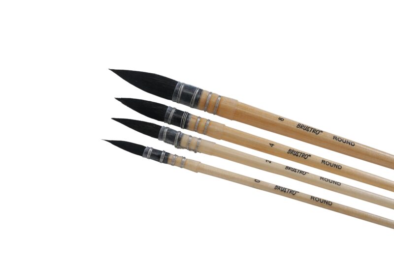 BRUSTRO Artist's Natural Hair MOP Brush | Set of 4 - (0, 2, 4, 8) | Ideal for Watercolor, Synthetic, Blend, Round Paint Brush, Art Painting, Colour, Gouache, Wooden Handle, Professional and Students - Image 7