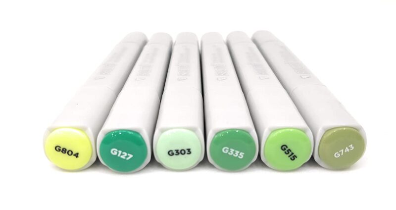 BRUSTRO Twin Tip Alcohol Based Marker Set of 6 (Greens) in Crossline PP See Through Box - Image 4