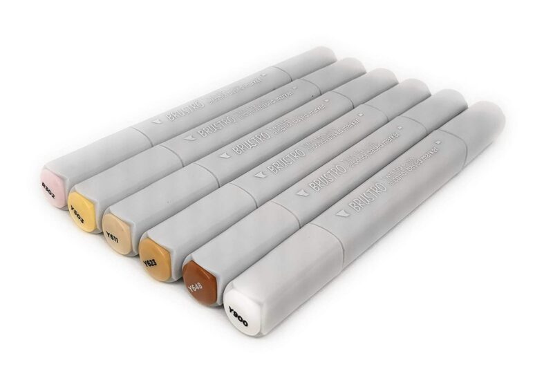BRUSTRO Twin Tip Alcohol Based Marker Set of 6 (Skin) in Crossline PP See Through Box - Image 3