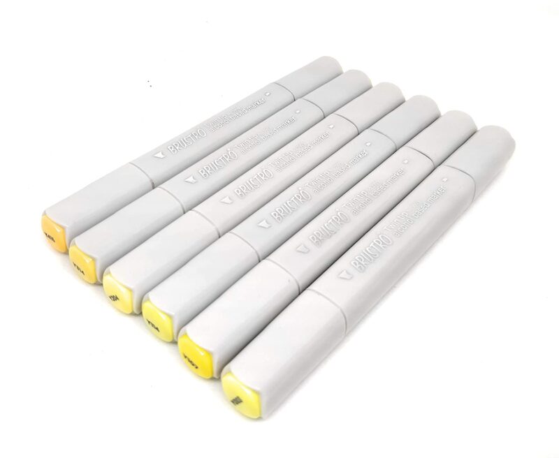 BRUSTRO Twin Tip Alcohol Based Marker Set of 6 (Yellows) in Crossline PP See Through Box - Image 3