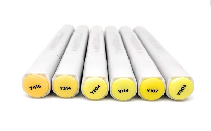 BRUSTRO Twin Tip Alcohol Based Marker Set of 6 (Yellows) in Crossline PP See Through Box - Image 4