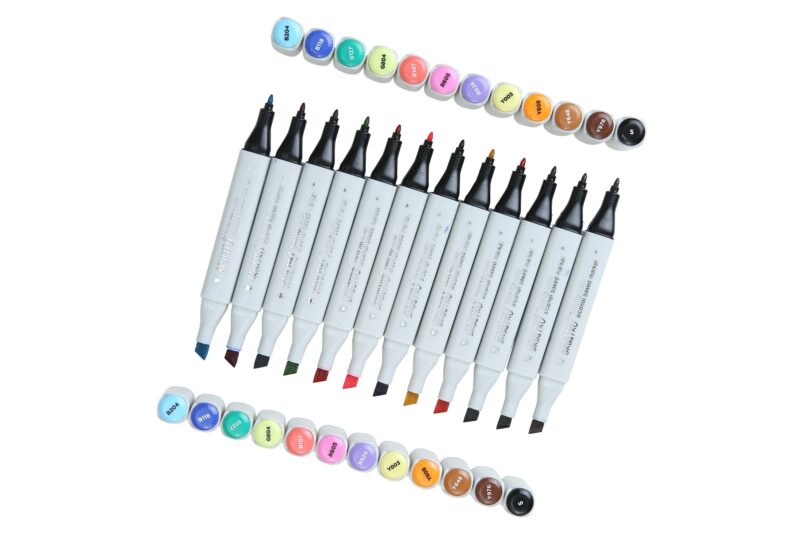 BRUSTRO Twin Tip Alcohol Based Marker Set of 12 - Basic A in Crossline PP See Through Box - Image 5