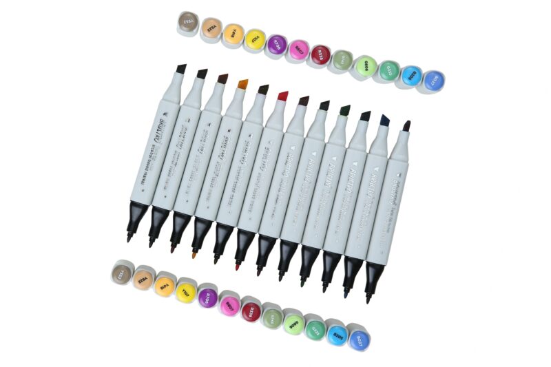 BRUSTRO Twin Tip Alcohol Based Marker Set of 12 - Basic B in Crossline PP See Through Box - Image 5