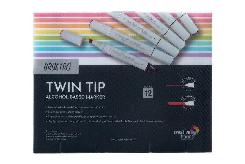 BRUSTRO Twin Tip Alcohol Based Marker Sets Earth Tone (12) in Crossline PP See Through Box - Image 2