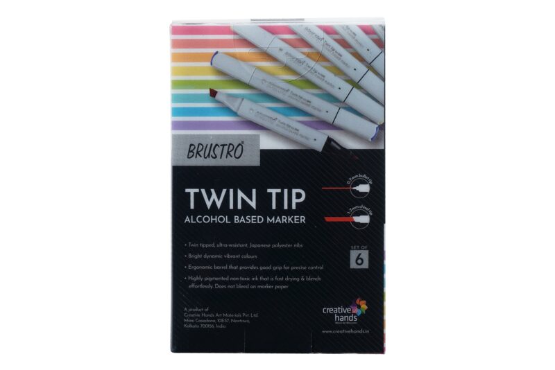 BRUSTRO Twin Tip Alcohol Based Marker Sets (CG B (6)) in Crossline PP See Through Box - Image 2