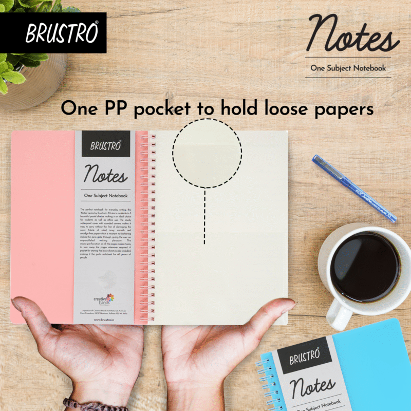 BRUSTRO Notes A5 Size, 1 Subject Ruled Notebook, 80 sheets / 160 pages, 70 gsm ivory paper, Blush Cover - Image 3