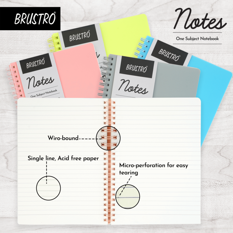 BRUSTRO Notes A5 Size, 1 Subject Ruled Notebook, 80 sheets / 160 pages, 70 gsm Ivory paper, Caramel Cover - Image 3