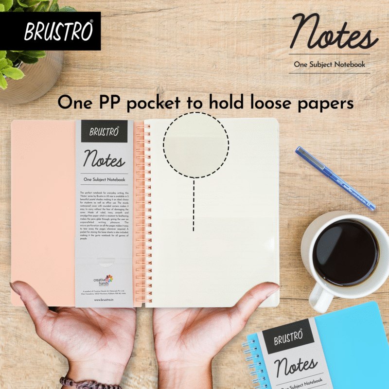 BRUSTRO Notes A5 Size, 1 Subject Ruled Notebook, 80 sheets / 160 pages, 70 gsm Ivory paper, Caramel Cover - Image 2