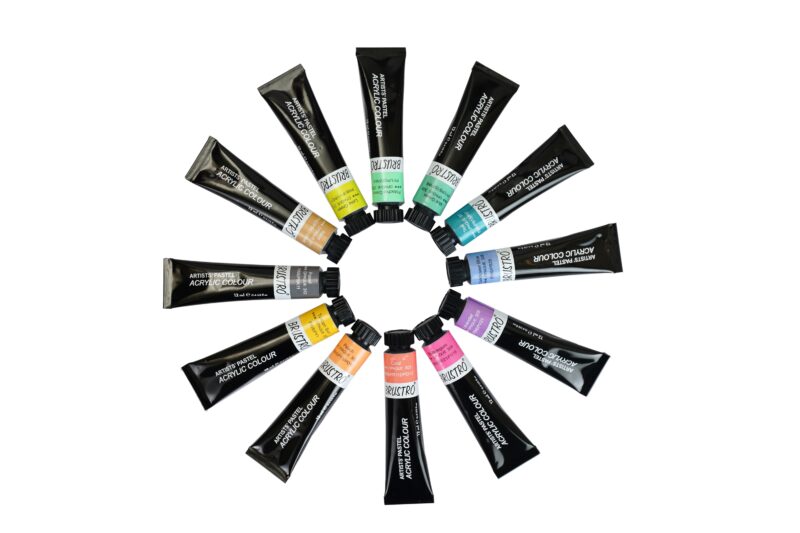 BRUSTRO Artist's Acrylic Pastel Colour | Set of 12 Colors X 12ml Tubes | Ideal for Paper, Canvas, Shading, Portrait, Coloring, Inter-mixable, Perfect for Artists and Crafters - Image 3