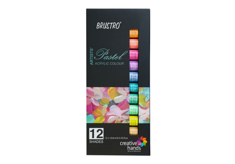 BRUSTRO Artists’ Acrylic Color Set of 12 Colors X 12ML Tubes, Pastel Shades, with 3 Medium Grain 100% Cotton Canvas Boards Sizes (8x10, 10x12, 12x12) Inches - Image 3