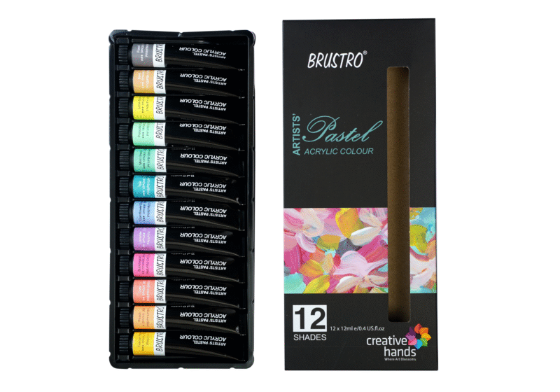 BRUSTRO Artists’ Acrylic Color Set of 12 Colors X 12ML Tubes, Pastel Shades, with 3 Medium Grain 100% Cotton Canvas Boards Sizes (8x10, 10x12, 12x12) Inches - Image 2