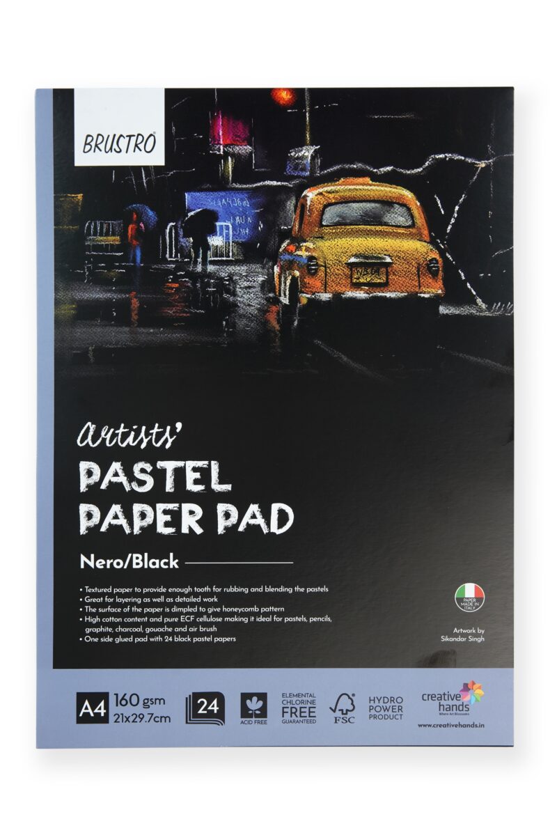 Brustro Artists' Pastel Paper Pad of 24 Sheets (160 GSM), Colour - Black, Size - A4 - Image 2