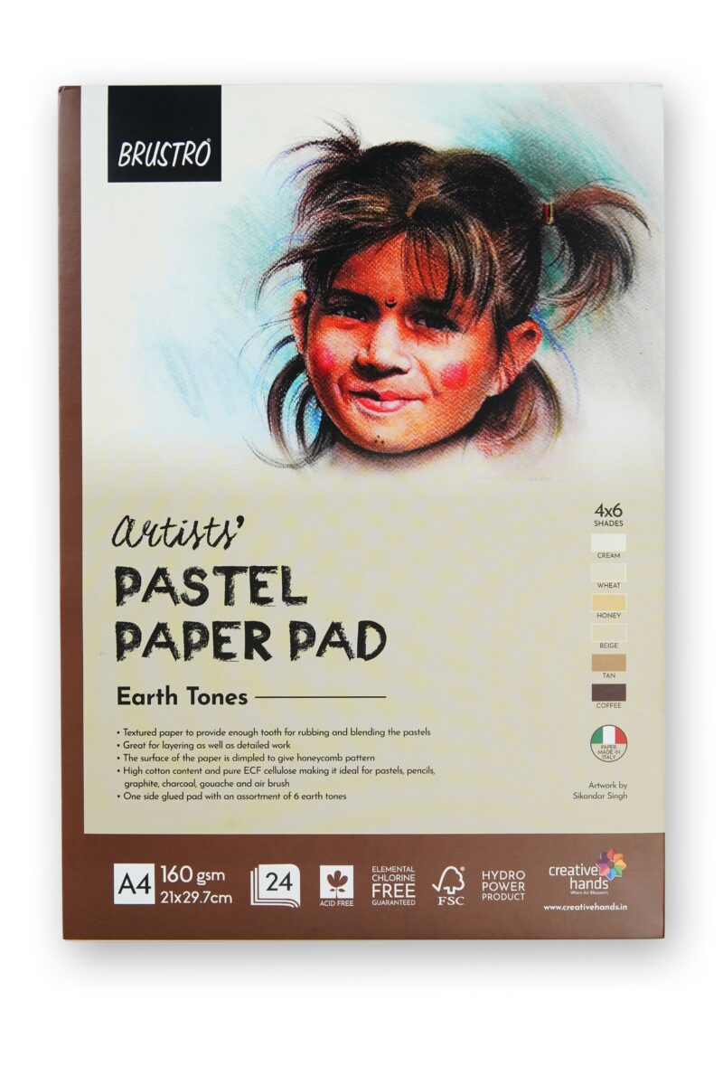 Brustro Artists' Pastel Paper Pad of 24 Sheets (160 GSM), Colour - Earth Tones, Size - A4 - Image 2