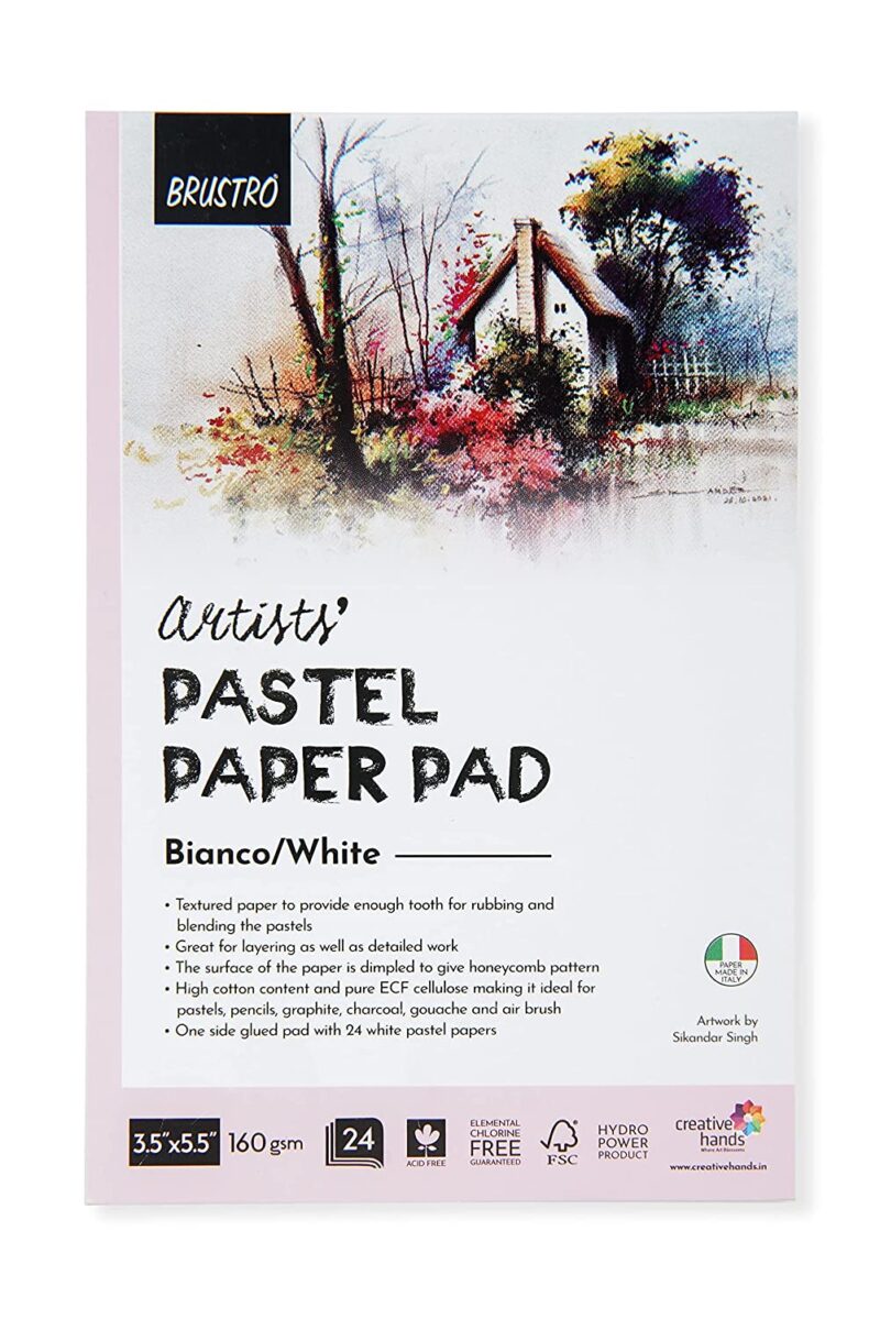 Brustro Artists' Pastel Paper Pad, Set of 2, 24 Sheets (160 GSM) Each, Colour - Black & White, Size - 3.5" x 5.5" - Image 4