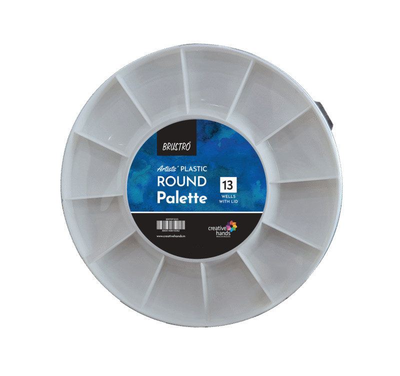 Brustro Round Plastic Palette 13 Wells with Clear lid (30 cm/12” Dia) - Image 3