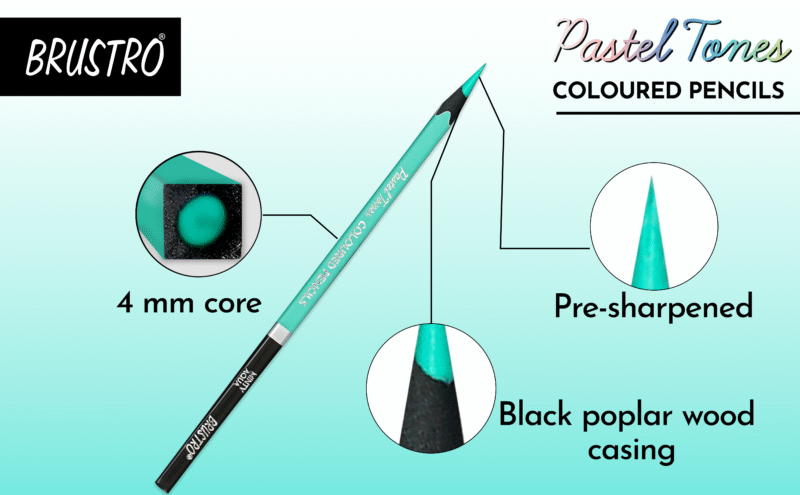 BRUSTRO Artist's  Coloured Pencils Pastel Tone Set of 36 (in elegant tin box) - Image 6