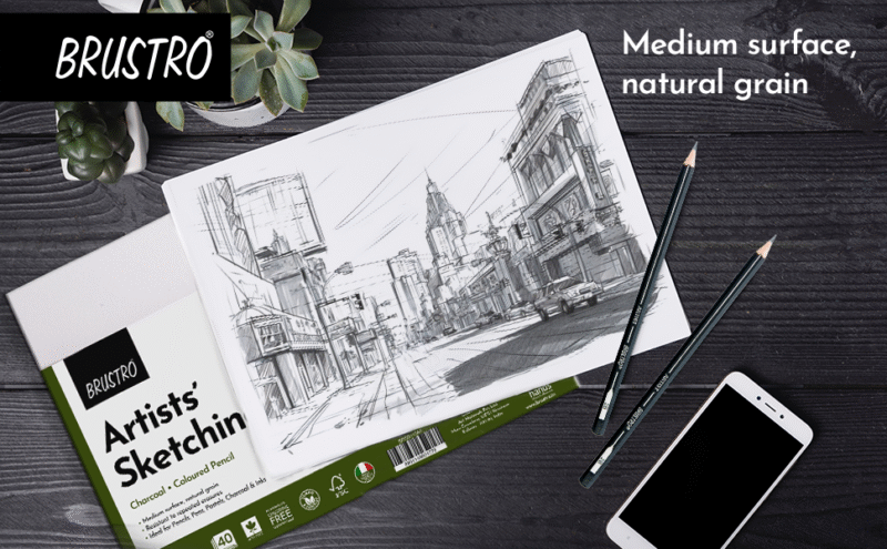 Brustro Artists Sketching Paper 110 GSM A4 Size, Pack of 40 Sheets - Image 2