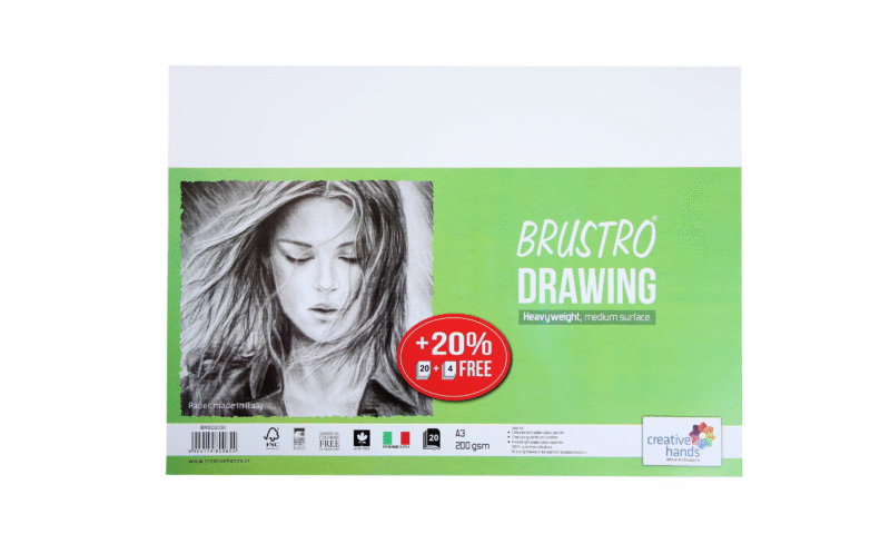 BRUSTRO Drawing Papers | 200 GSM, A3, Pack of 24 (20+4 Sheets) | Ideal for Students, Adults, School, Coloring, Professional Art, Craft, Graphite,Charcoal, Pastels, Sketching, Shading, Drawing,Portrait - Image 4