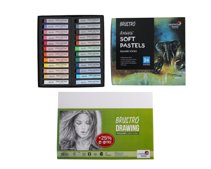 Brustro Artists Soft Pastels Set of 24 with Drawing Paper - Image 3