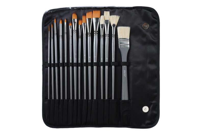 Brustro Artists’ Mixed Hair Brush Set of 15 IN PU BAG - Image 5