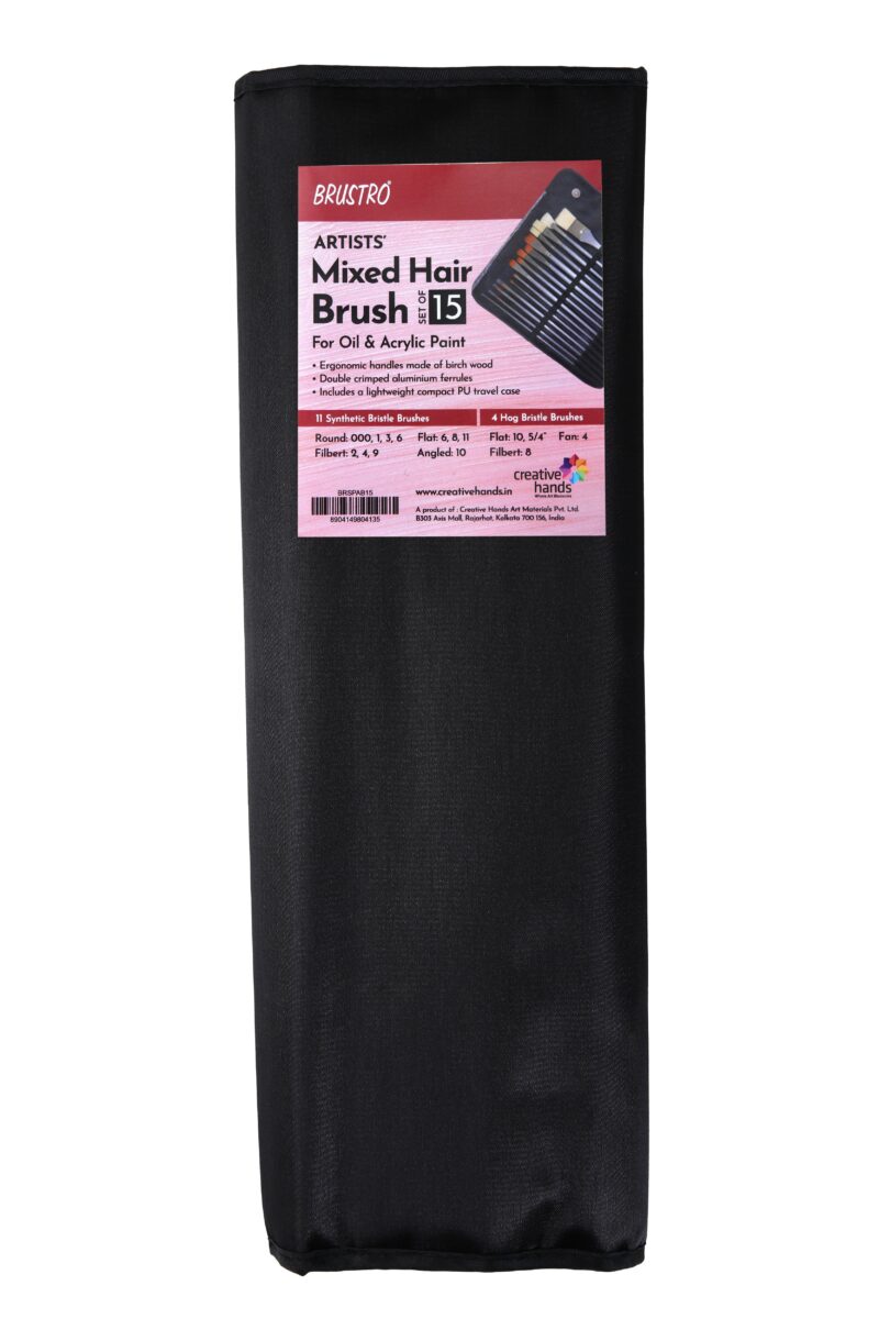 Brustro Artists’ Mixed Hair Brush Set of 15 IN PU BAG - Image 2