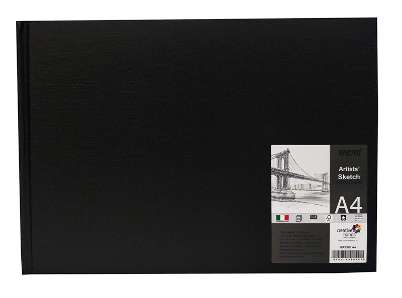 Brustro Artists Sketch Book Stitched Bound A4 Size, Landscape, 156 Pages, 110 GSM (Acid Free Papers) - Image 2