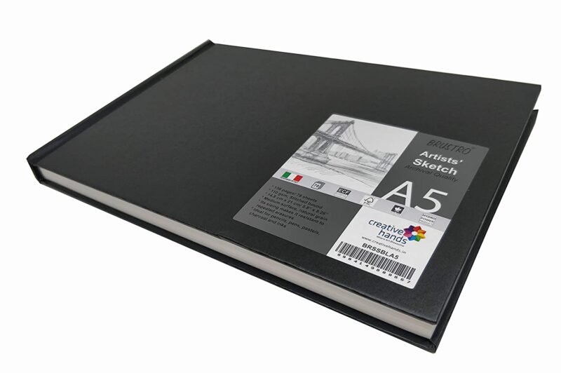 Brustro Artists Sketch Book Stitched Bound A5 Size, Landscape, 156 Pages, 110 GSM (Acid Free) - Image 4