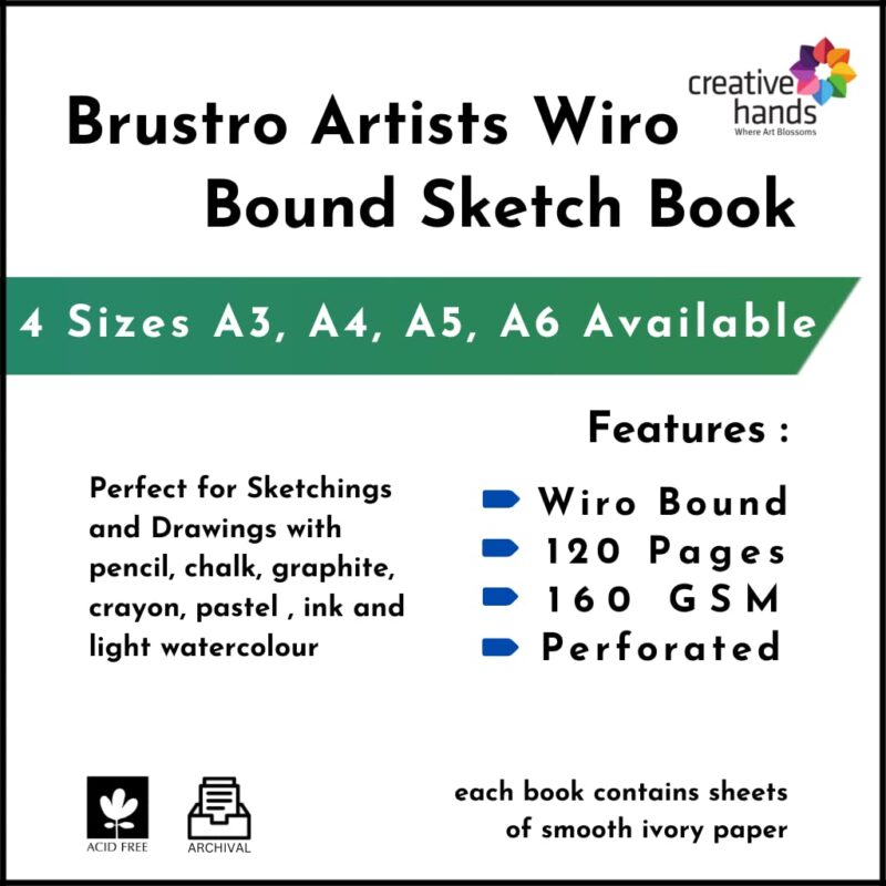 BRUSTRO Artists Wiro Bound Sketch Book| Spiral | A3 Size, 120 Pages, 160 GSM| Ideal for Students and Adults,Home, School, Students, Beginners, Professional Drawing, Sketching, Mandala Art - Image 3